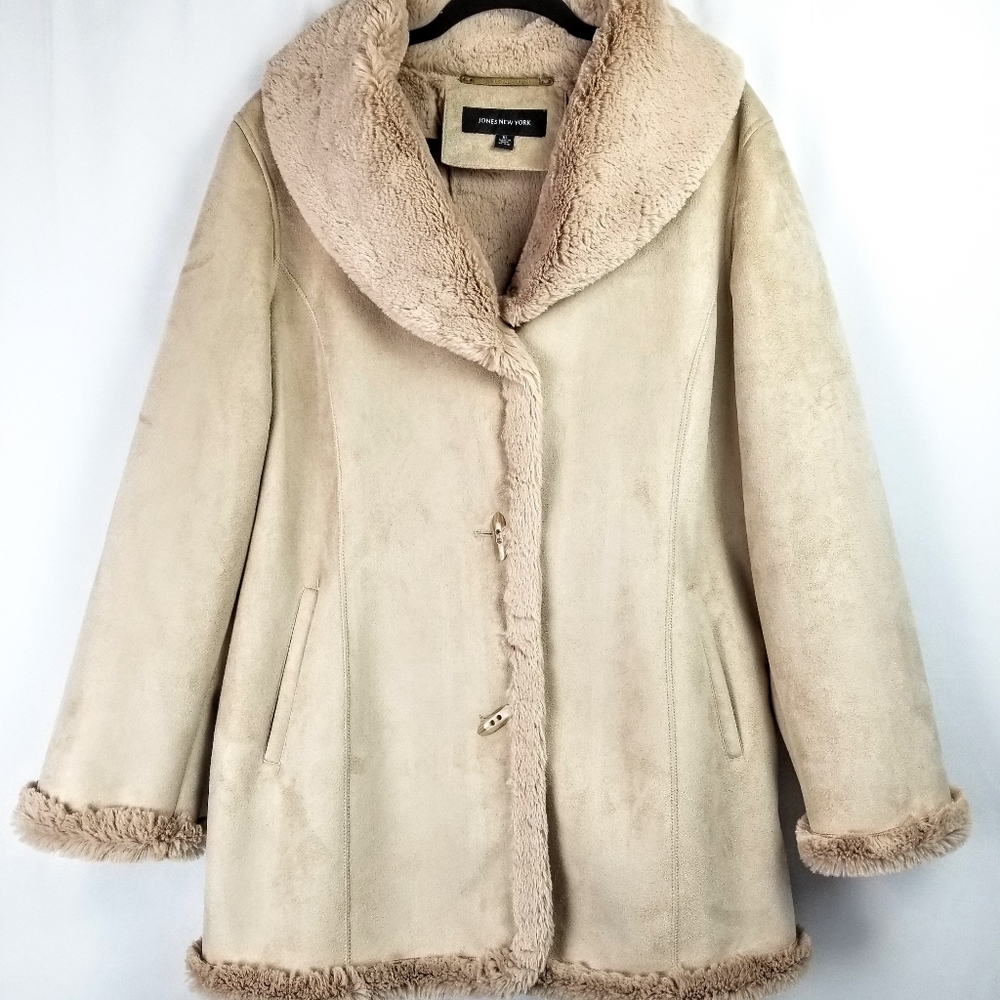 Jones New York Suede Faux Fur Coat